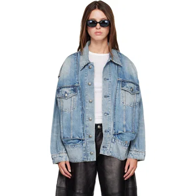 R13 Blue Roxy Moto Denim Jacket