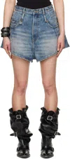 R13 Blue Straight Double Loop Venti Denim Shorts In Barter Indigo