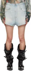 R13 Blue Straight Double Loop Venti Denim Shorts In Toni Blue