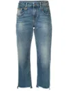 R13 Boy Straight Cropped Frayed Mid-rise Straight-leg Jeans In Blue