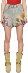R13 Venti Short In Applique Denim