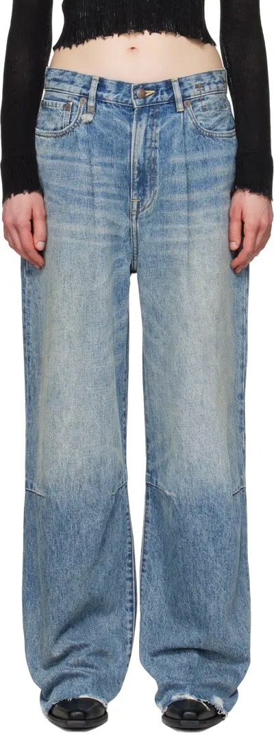 R13 Blue Wayne Articulated Knee Jeans In Lena Blue