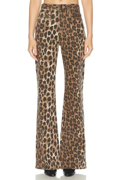 R13 Boot Cut Jane Jean In Stone Washed Leopard In Multi