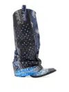 R13 Blue Printed Pointed Toe Boots In Multi