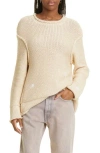R13 Boxy Paint Splatter Rolled Edge Sweater In Gold