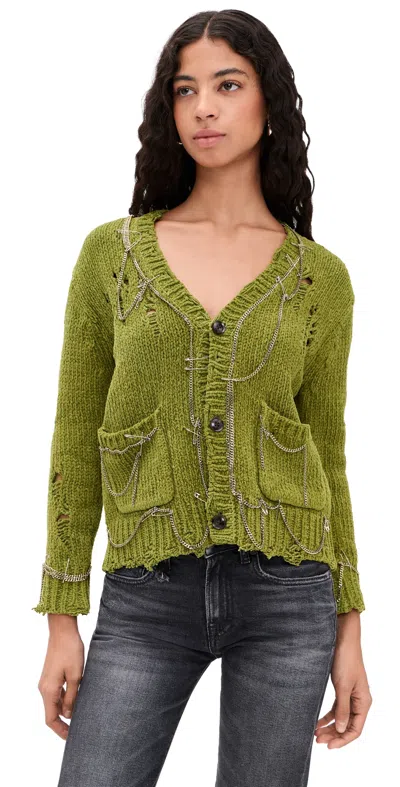 R13 Boy Cardigan Light Green