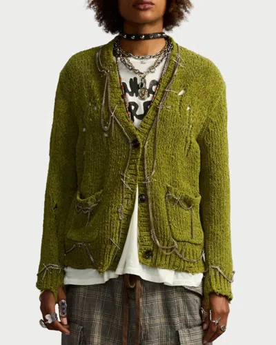 R13 Boy Cardigan Top In Light Green