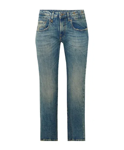 R13 Boy Cropped Distressed Low-rise Straight-leg Jeans In Blue