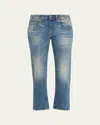 R13 Boy Straight Cropped Jeans In Blue