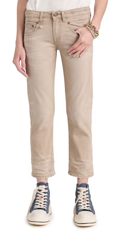 R13 Boy Straight Cropped Jeans In Sand Stretch
