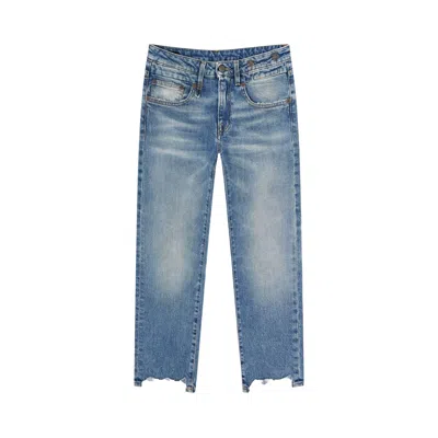 Pre-owned R13 Boy Straight With Rips 'jasper Stretch' | Blue | Women's Size 27