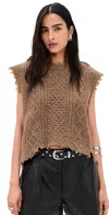 R13 Boyfriend Frayed Cable-knit Wool-blend Vest