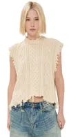 R13 Boyfriend Cable Sweater Vest Cream Cable In Cream Cable