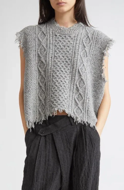 R13 Boyfriend Cable Sweater Vest In Gray