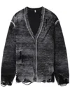 R13 Distressed Detail Cardigan Xs In Black