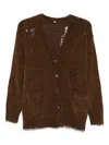 R13 Boyfriend Distressed Button-down Cardigan In Brown