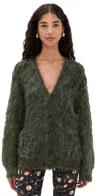 R13 Boyfriend Cardigan Heather Olive Green In Green