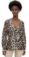 R13 Boyfriend Oversized Jacquard-knit Linen Cardigan In Light Leopard Jacquard