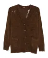 R13 Boyfriend Distressed Button-down Cardigan In Brown