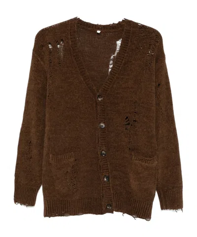 R13 BOYFRIEND DISTRESSED BUTTON-DOWN CARDIGAN