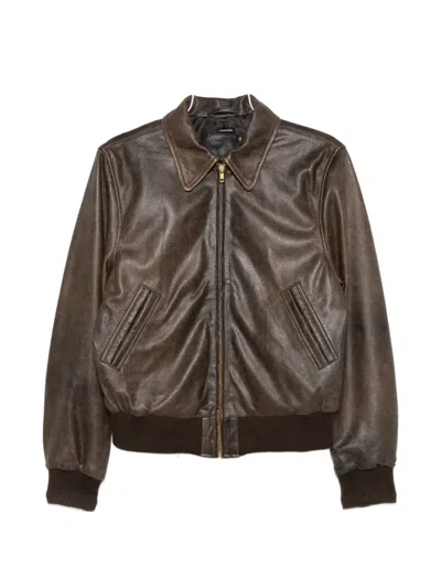 R13 Boyfriend Distressed Leather Jacket In Brown