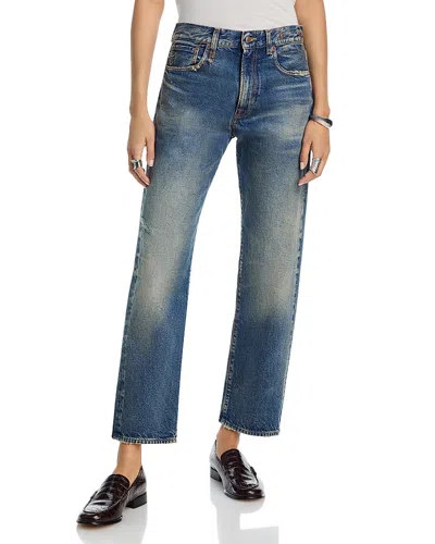 R13 Boyfriend High Rise Ankle Jeans In Bowery Indigo In Blue