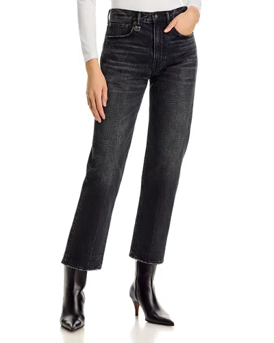 R13 Boyfriend High Rise Straight Jeans In Brixton Black