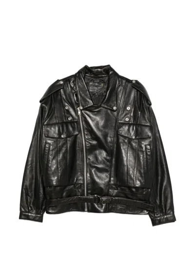 R13 Boyfriend Leather Moto Jacket In Black