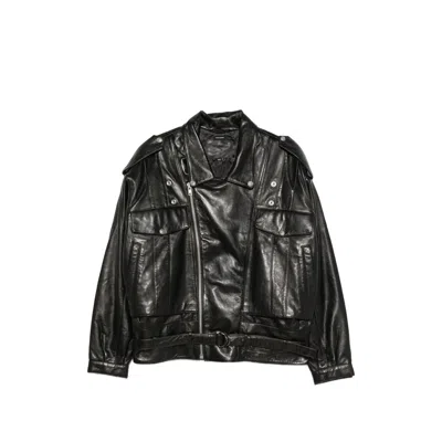 R13 Boyfriend Leather Moto Jacket In Black