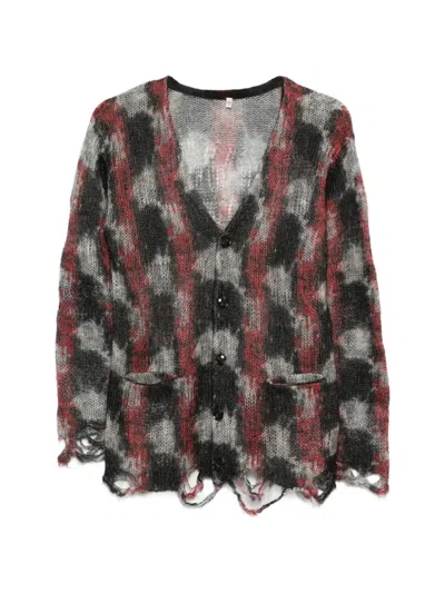 R13 Boyfriend Printed Distressed Cardigan In Multi
