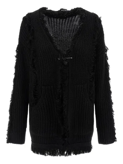 R13 Brooch-detail Cardigan In Black