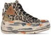 R13 Brown & Black Kurt High Top Sneakers In Distressed Lt Leoprd