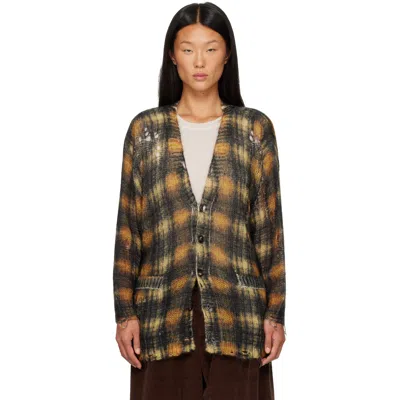 R13 Brown & Black Oversized Cardigan In Multi Brown Plaid