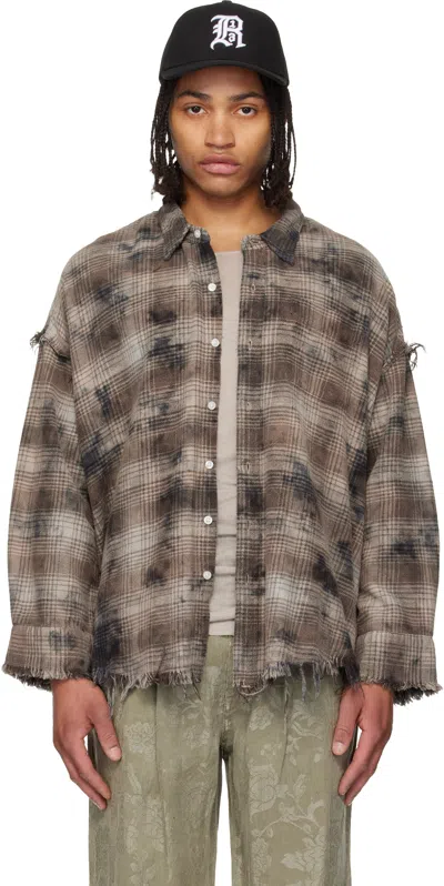 R13 Brown & Gray Shredded Seam Drop Neck Shirt In Multi