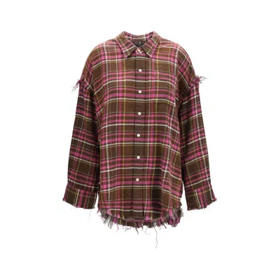 R13 Brown Cotton Pattern Shirt In Animal Print