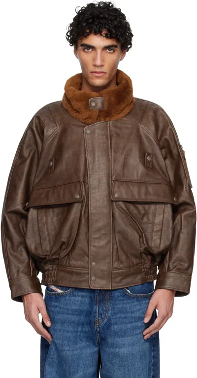 R13 Brown Flight Leather Jacket