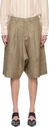 R13 Brown Jumbo Tailored Shorts In Brown Windowpane Pla