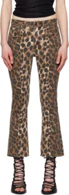 R13 Kick Fit Cropped Leopard-print Mid-rise Flared Jeans In Stone Washed Leopard
