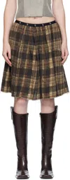 R13 Brown Knee-length Kilt Reversible Midi Skirt In Brown
