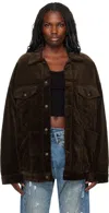 R13 Brown Lacey Trucker Jacket In Drk Chocolate Cord