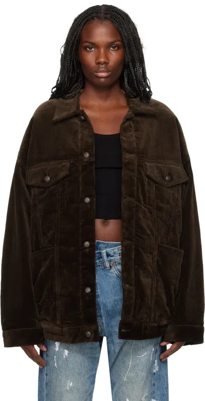 R13 Brown Lacey Trucker Jacket In Drk Chocolate Cord