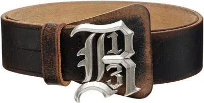R13 Brown Logo Buckle Belt