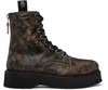 R13 Brown Single Stack Boots In Distressed Brown