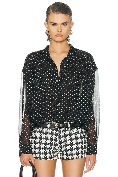 R13 Bubble Gathered Yoke Top In Black