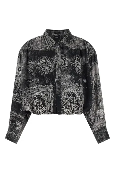 R13 Bubble Shirt Bandana Print Buttoned Cuffs In Black