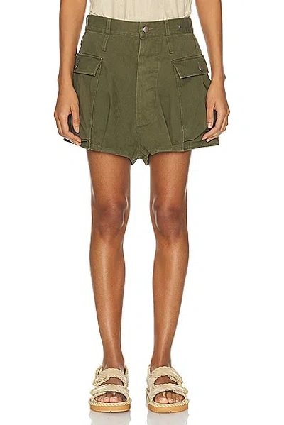 R13 Bubble Skort In Olive Herringbone