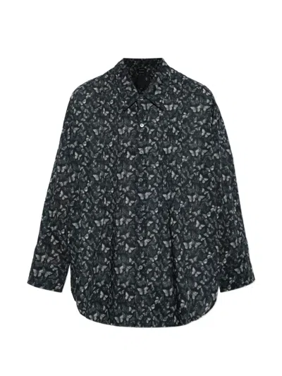 R13 Butterfly-print Oversized Shirt In Blue