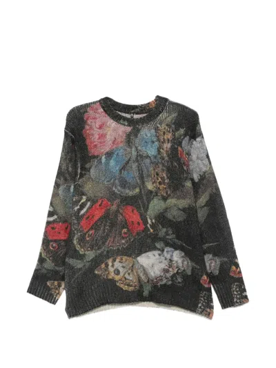 R13 Butterfly-print Sweater In Black