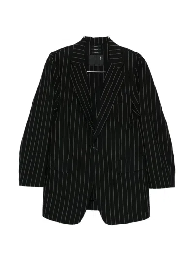 R13 Buttoned Pinstripe Blazer In Black