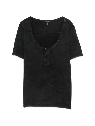 R13 Buttoned Short-sleeve T-shirt In Black